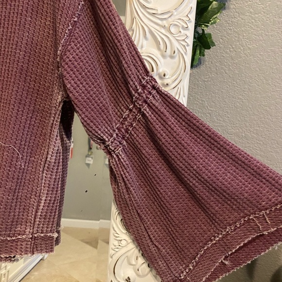 Blue/ Burgundy Free People Long sleeve blouse tops - Picture 6 of 8